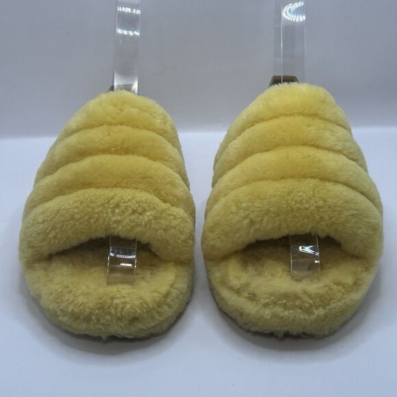 UGG Kids Fluff Yeah Slide Slippers Yellow Sheepskin Youth Size 13 1098494K - Picture 12 of 16